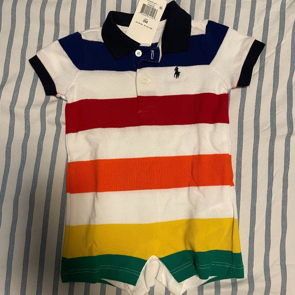 Ralph Lauren Rainbow Striped Onesie/Shortall